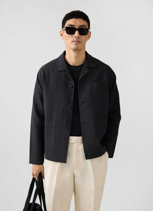 Men's Black Overshirt - 100% Linen | Percival Popular
