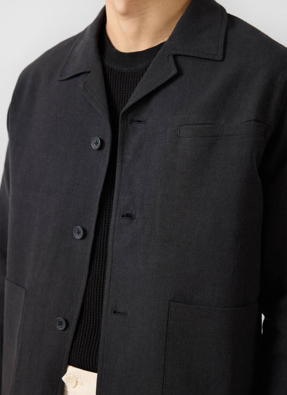 Men's Black Overshirt - 100% Linen | Percival Popular