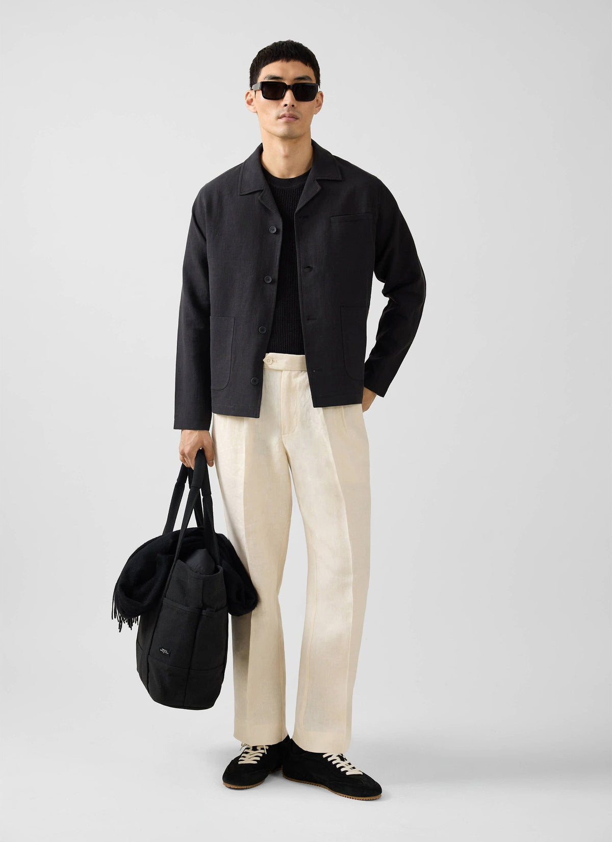 Men's Black Overshirt - 100% Linen | Percival Popular