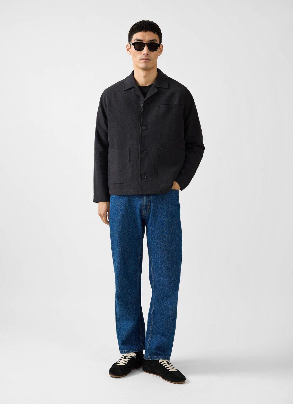 Men's Black Overshirt - 100% Linen | Percival Popular