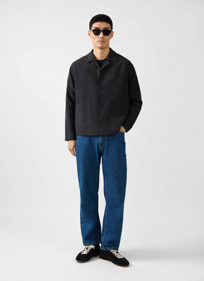 Men's Black Overshirt - 100% Linen | Percival Popular