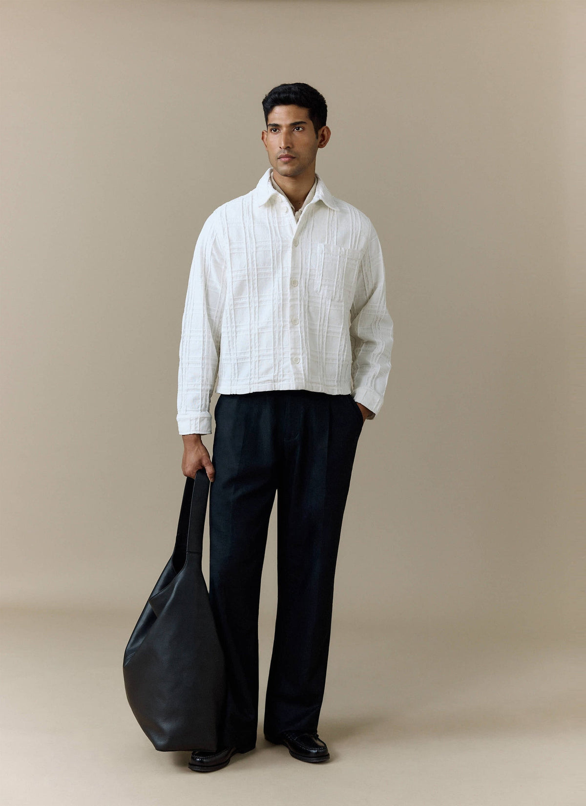 Men's Check Overshirt - Canyon - Cotton - White | Percival Special Offer