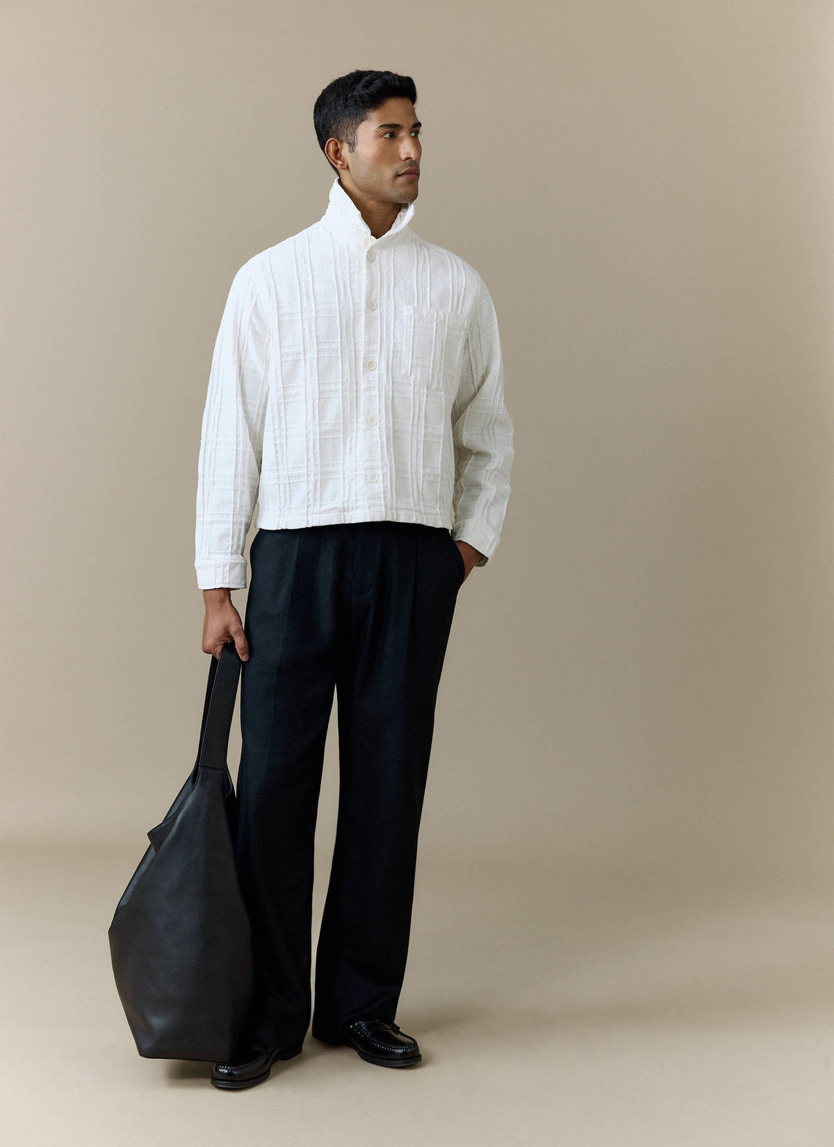 Men's Check Overshirt - Canyon - Cotton - White | Percival Special Offer