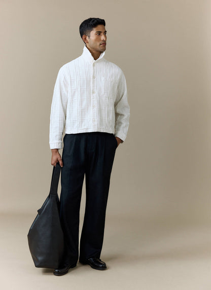 Men's Check Overshirt - Canyon - Cotton - White | Percival Special Offer