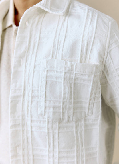 Men's Check Overshirt - Canyon - Cotton - White | Percival Special Offer
