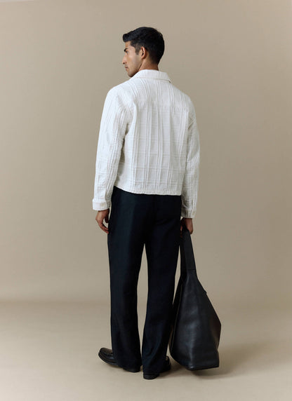 Men's Check Overshirt - Canyon - Cotton - White | Percival Special Offer