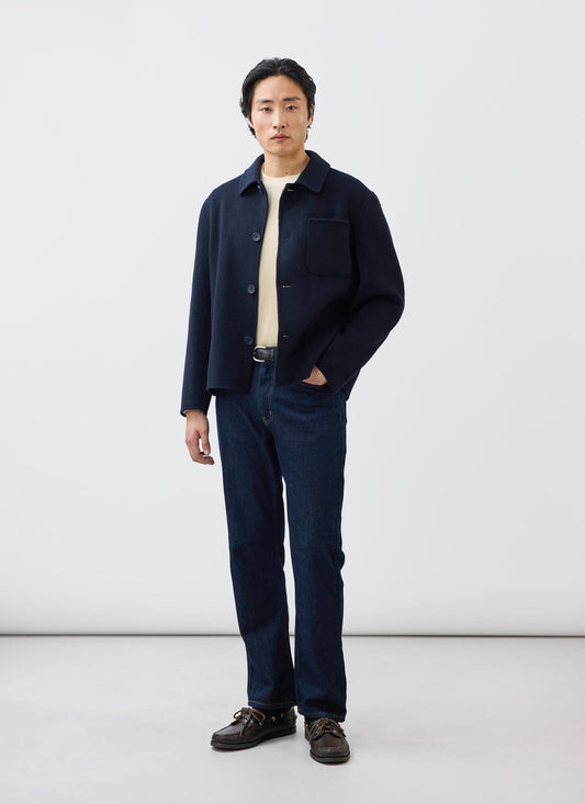 Men's Wool Overshirt - Shacket - Wool - Navy Blue | Percival Sale
