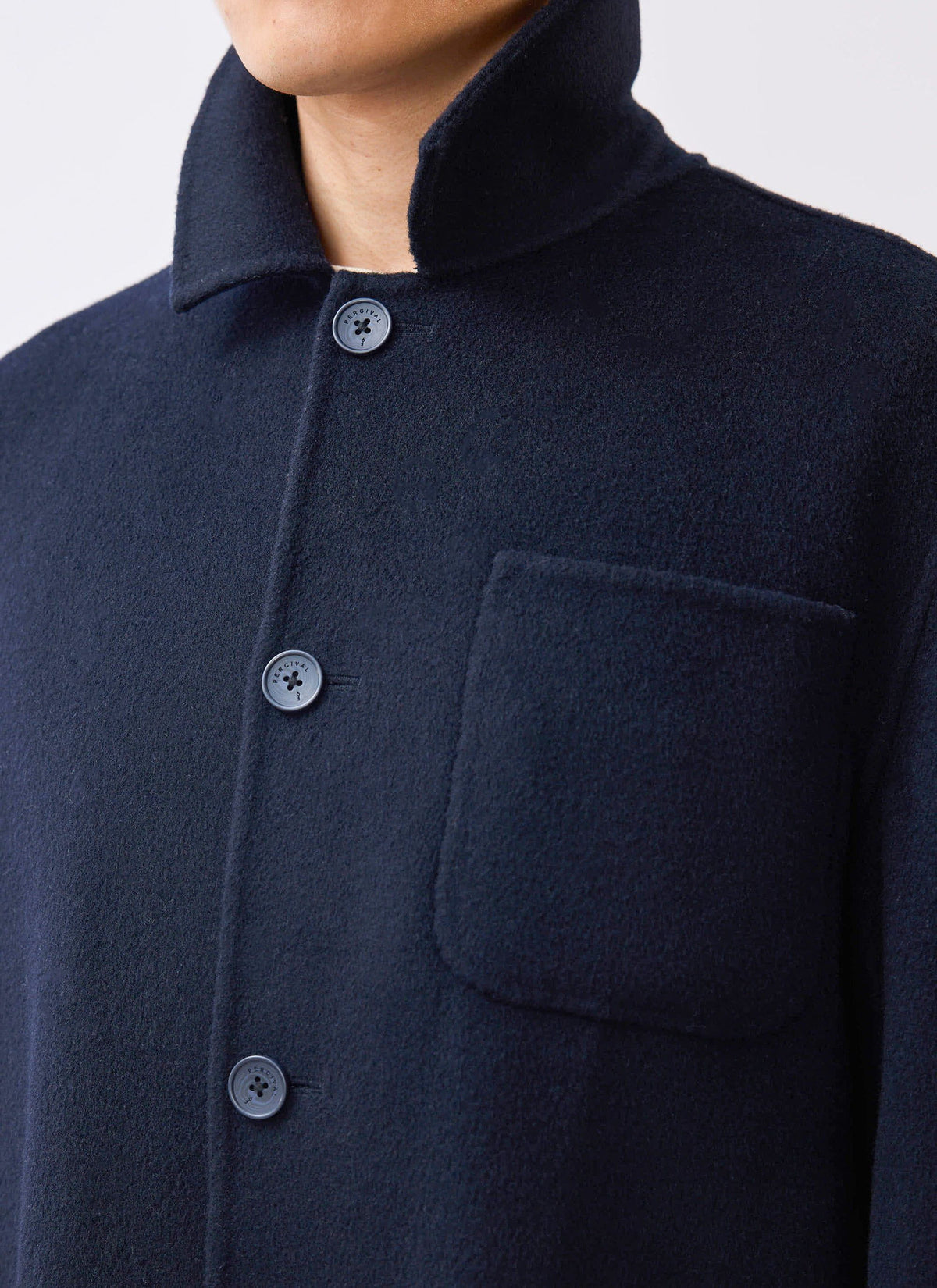Men's Wool Overshirt - Shacket - Wool - Navy Blue | Percival Sale