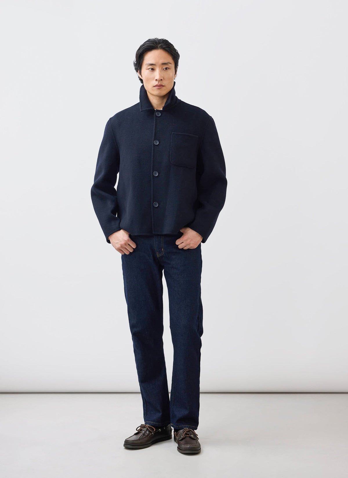 Men's Wool Overshirt - Shacket - Wool - Navy Blue | Percival Sale