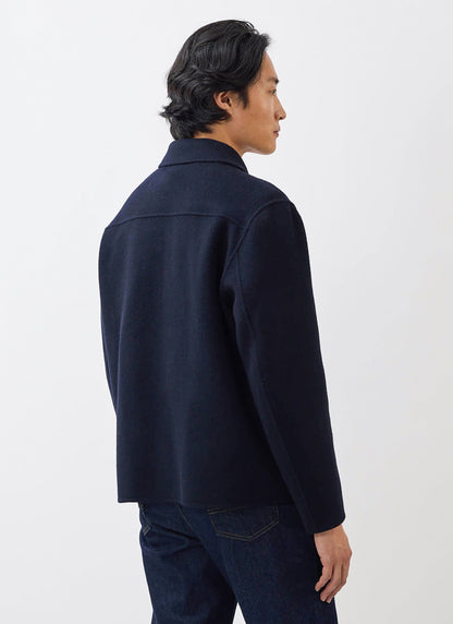 Men's Wool Overshirt - Shacket - Wool - Navy Blue | Percival Sale