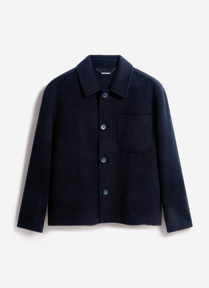 Men's Wool Overshirt - Shacket - Wool - Navy Blue | Percival Sale