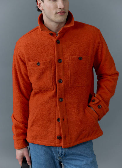 Men's Blanket Overshirt - Casentino Wool - Orange | Percival Popular