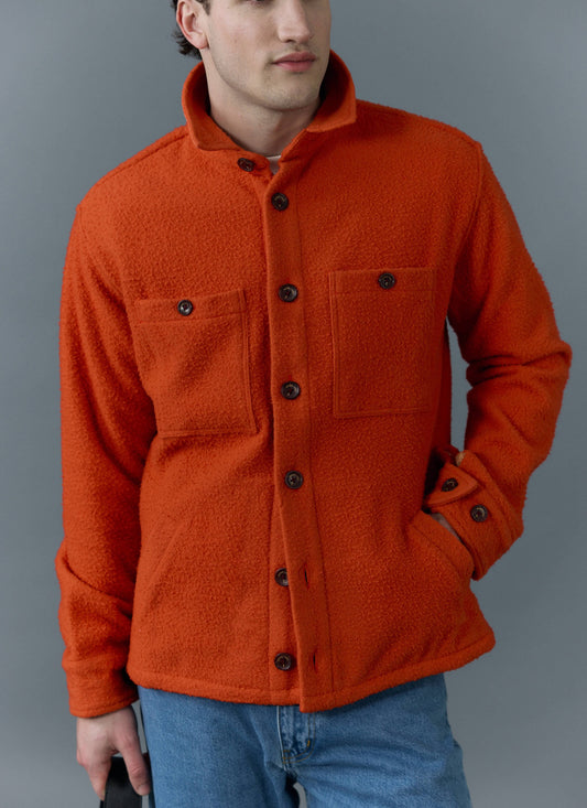 Men's Blanket Overshirt - Casentino Wool - Orange | Percival Popular