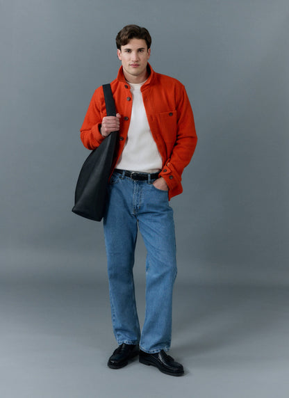 Men's Blanket Overshirt - Casentino Wool - Orange | Percival Popular