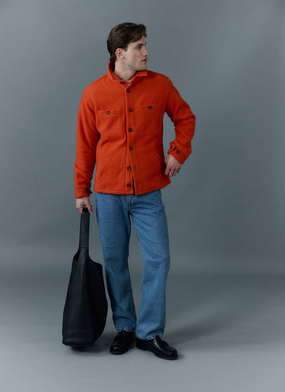 Men's Blanket Overshirt - Casentino Wool - Orange | Percival Popular