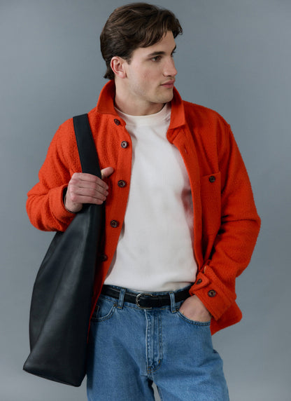 Men's Blanket Overshirt - Casentino Wool - Orange | Percival Popular