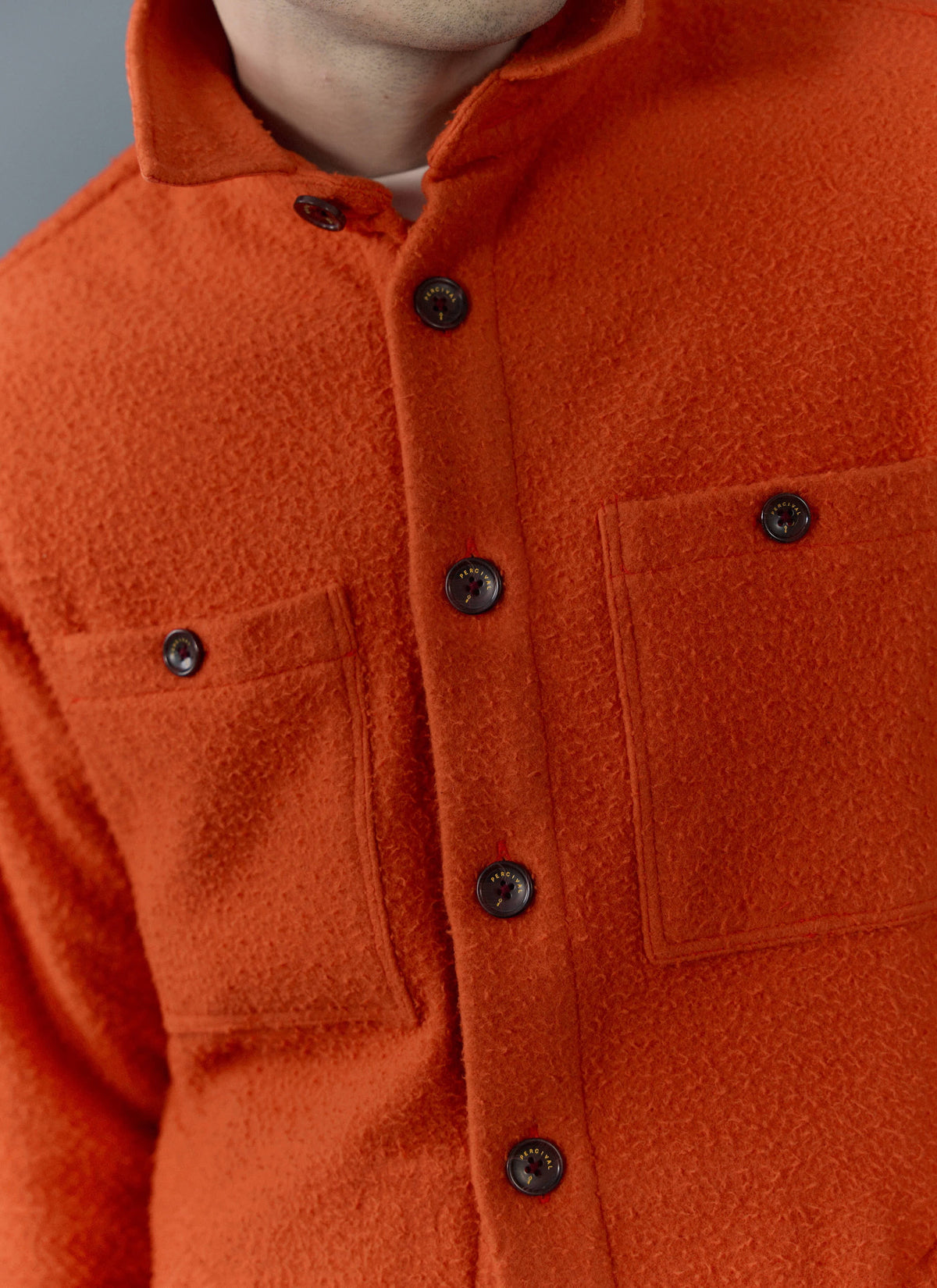 Men's Blanket Overshirt - Casentino Wool - Orange | Percival Popular