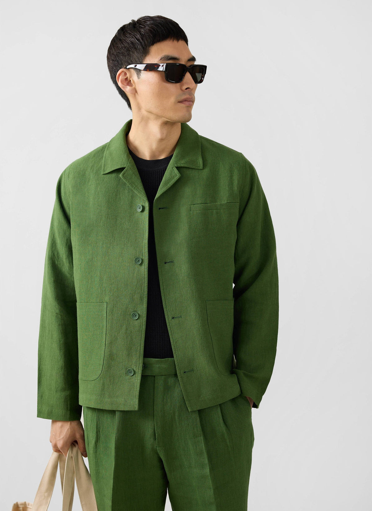 Boxy Overshirt - Linen - Forest | Percival Top Pick