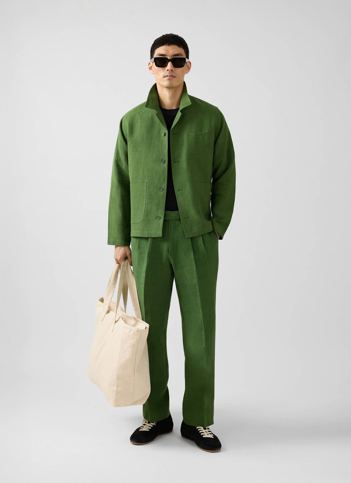 Boxy Overshirt - Linen - Forest | Percival Top Pick