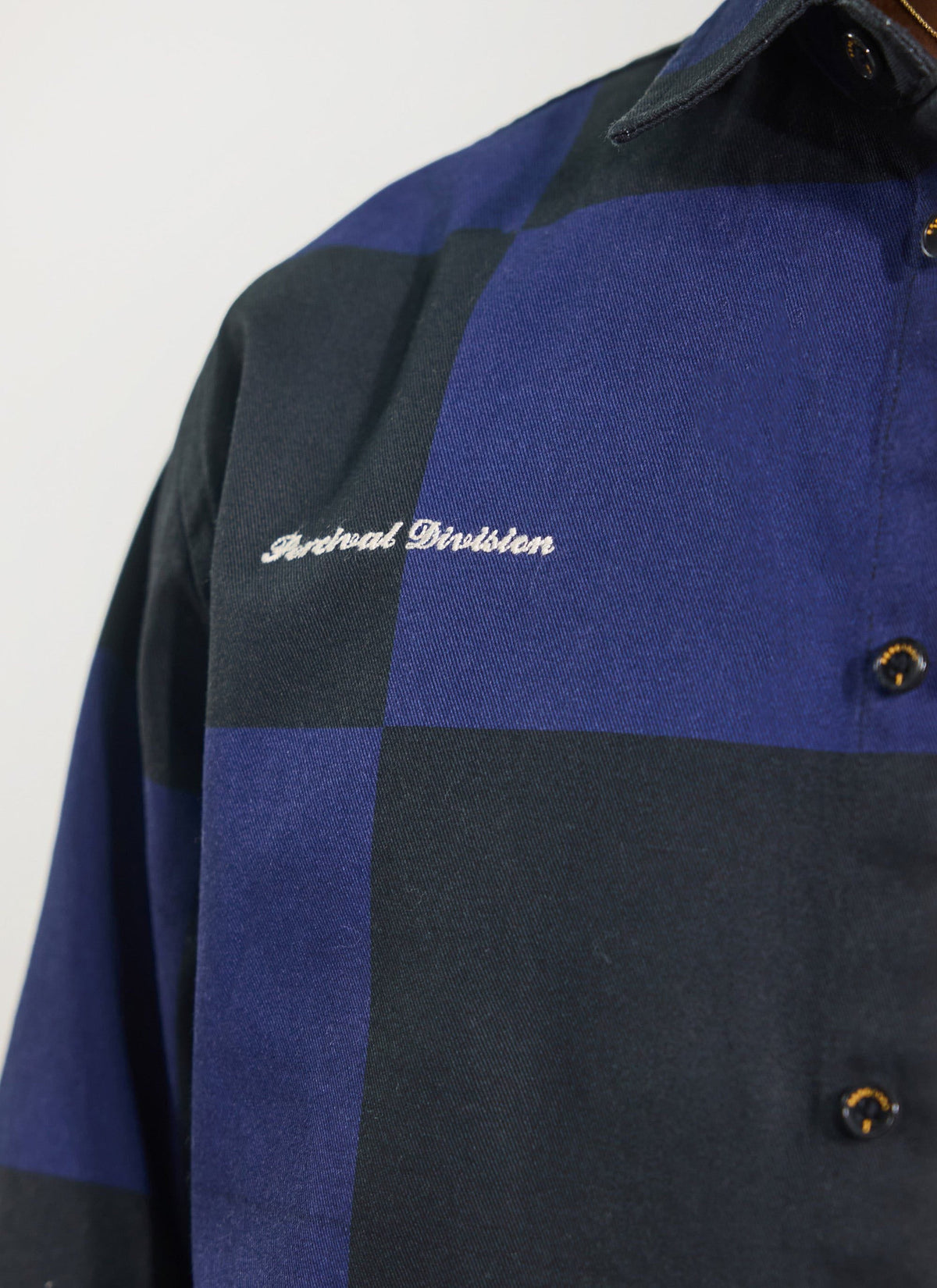 Men's Checkerboard Overshirt - Percival x Ford - Navy Blue | Percival Special Offer
