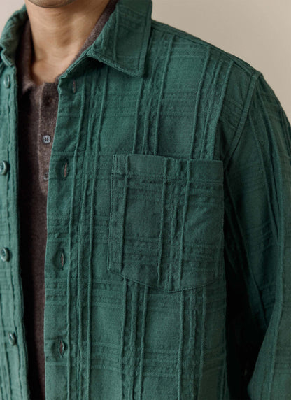 Men's Check Overshirt - Canyon - Cotton - Green | Percival Sale