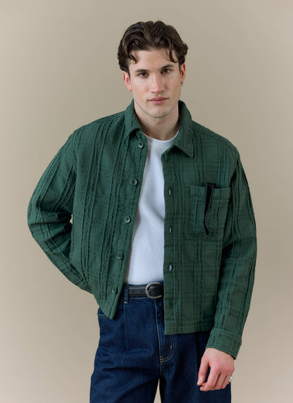 Men's Check Overshirt - Canyon - Cotton - Green | Percival Sale