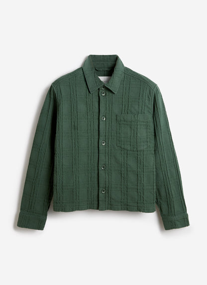 Men's Check Overshirt - Canyon - Cotton - Green | Percival Sale