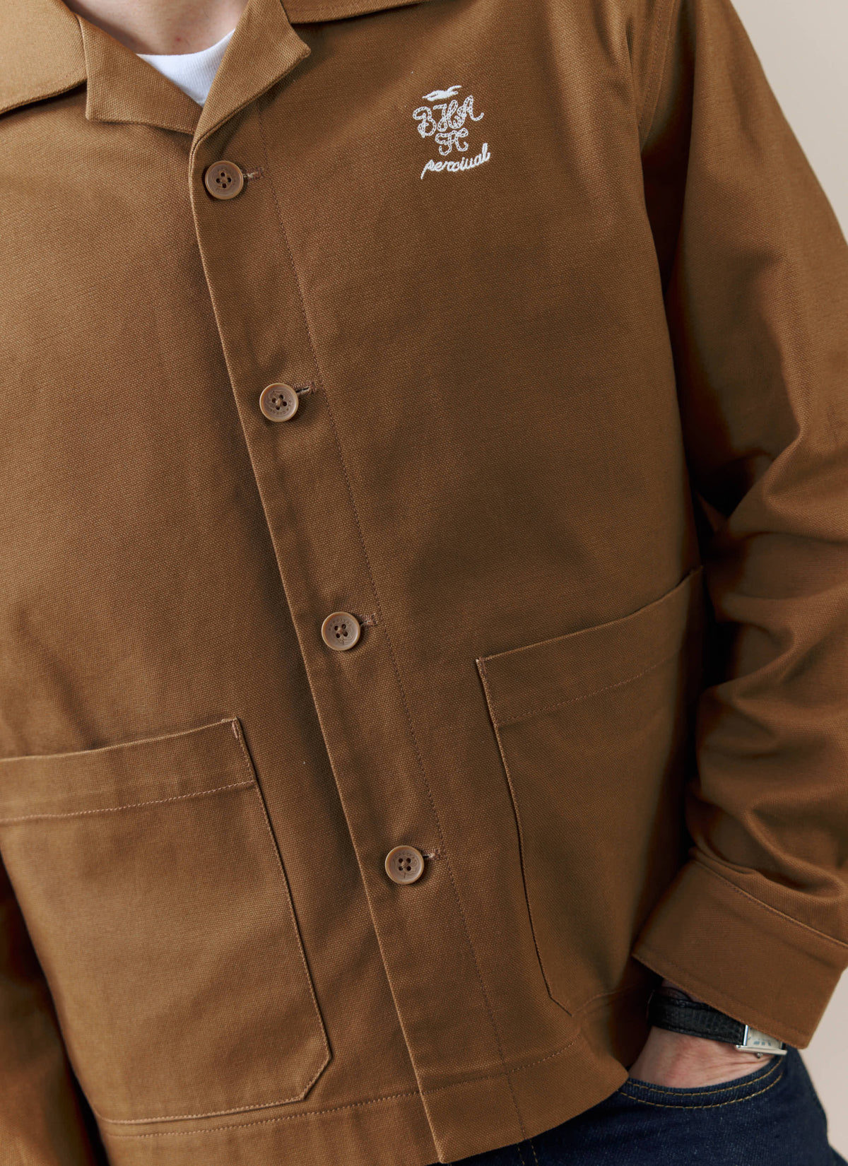 Men's Canvas Overshirt - BHAFC x Percival - Brown - Cotton | Percival Classic