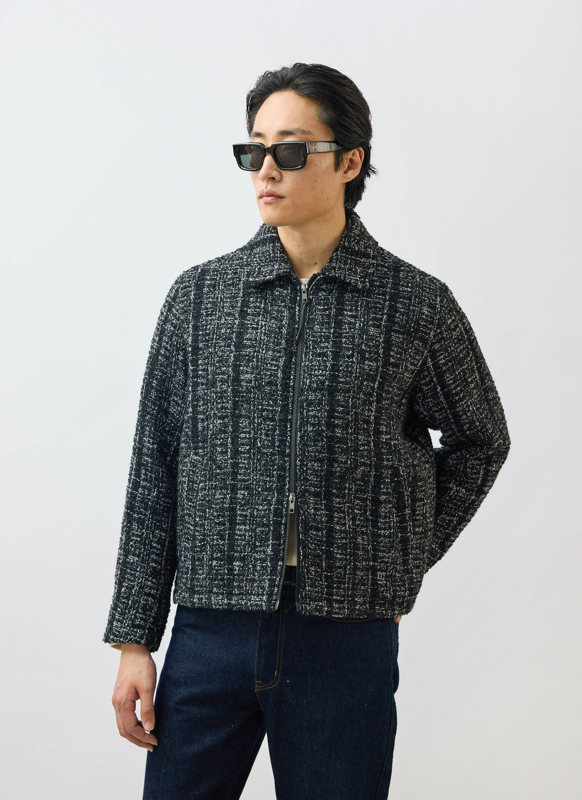 Men's Cropped Zip Jacket​: Ingegno - Wool - Black | Percival Discount