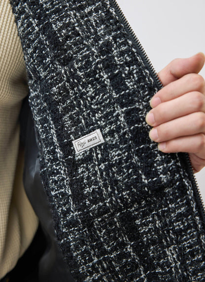 Men's Cropped Zip Jacket​: Ingegno - Wool - Black | Percival Discount