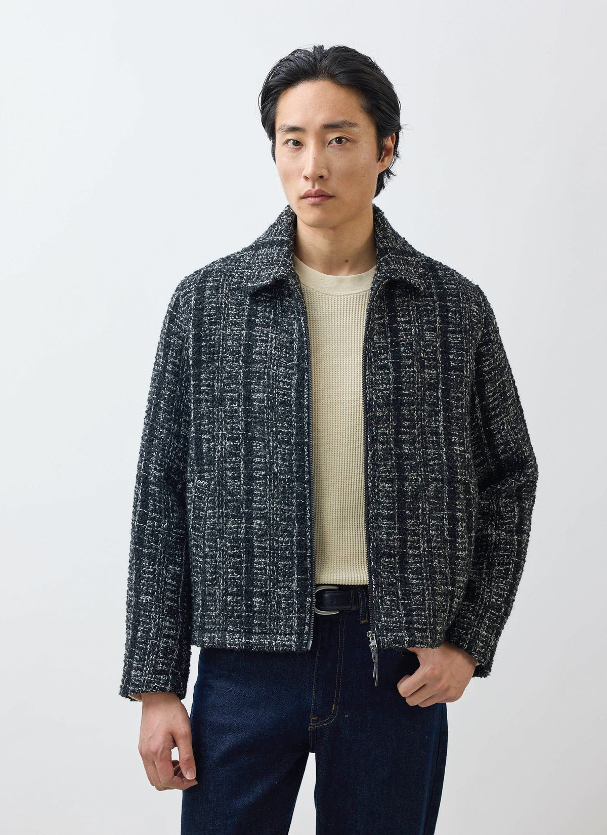 Men's Cropped Zip Jacket​: Ingegno - Wool - Black | Percival Discount