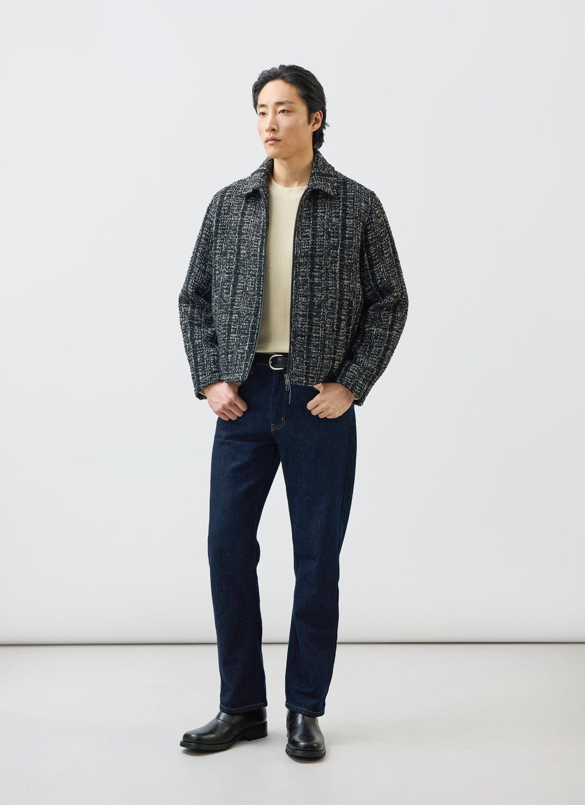 Men's Cropped Zip Jacket​: Ingegno - Wool - Black | Percival Discount