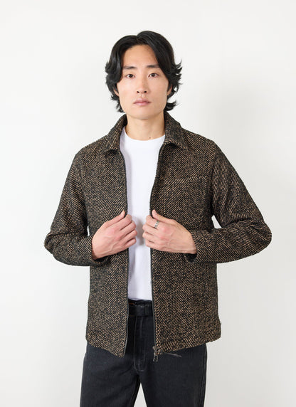 Men's Zip Overshirt - Twill Jacket - Oak Brown | Percival Best Price