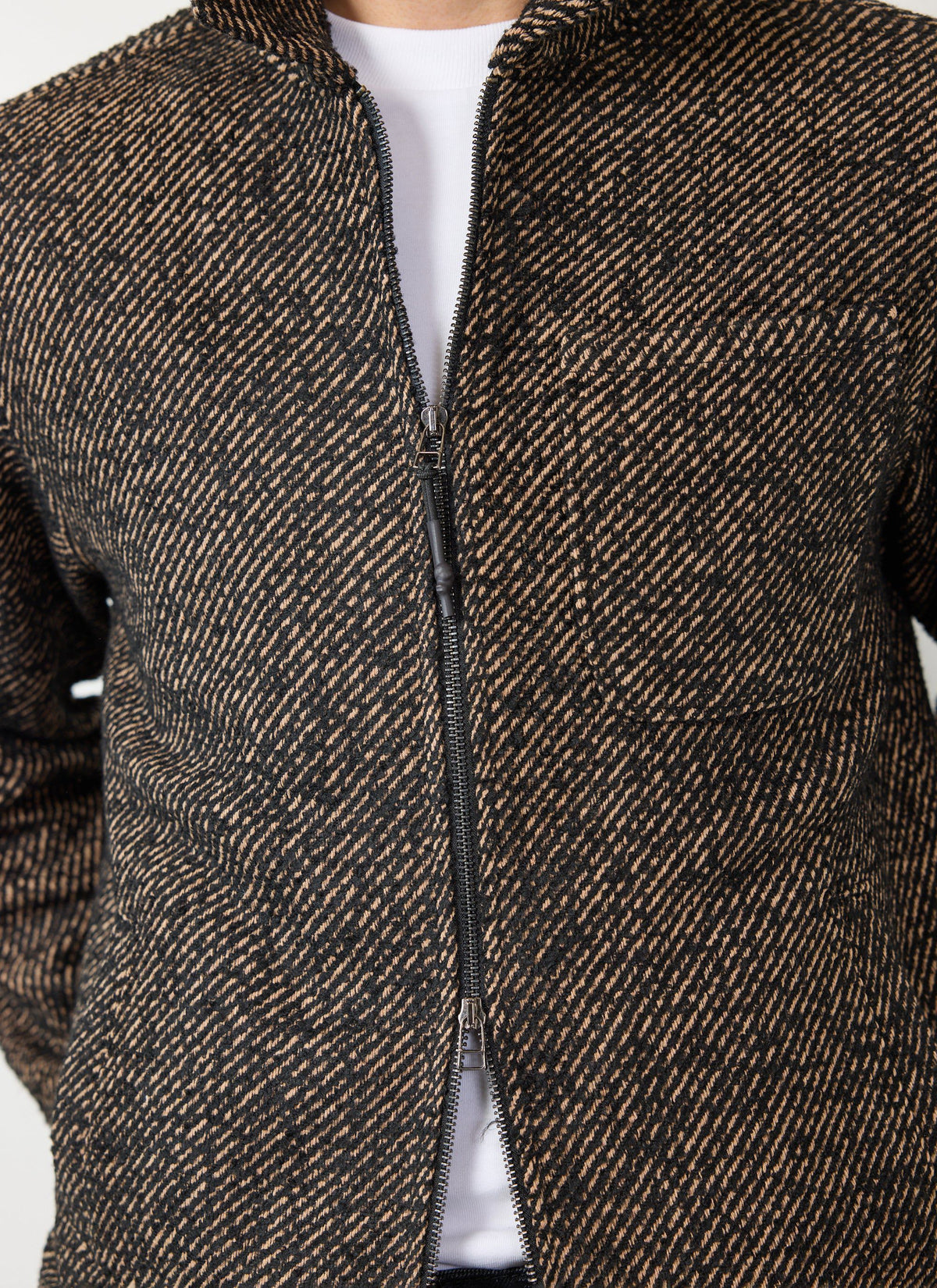 Men's Zip Overshirt - Twill Jacket - Oak Brown | Percival Best Price