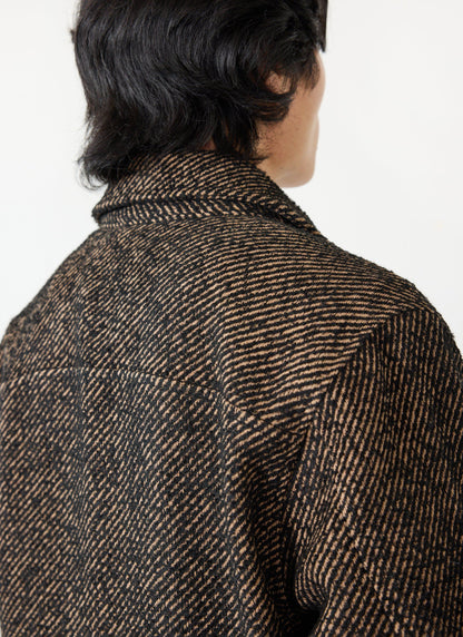 Men's Zip Overshirt - Twill Jacket - Oak Brown | Percival Best Price