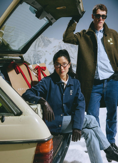 Men's Overshirt Jacket: Cord Collar - Cotton - Navy Blue - Champion x Percival | Percival Signature
