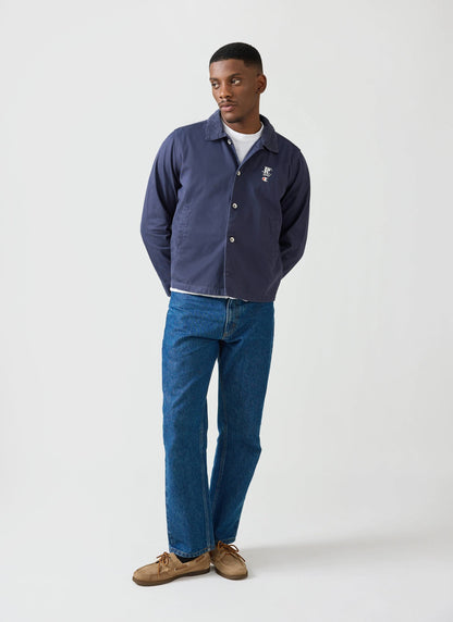 Men's Overshirt Jacket: Cord Collar - Cotton - Navy Blue - Champion x Percival | Percival Signature