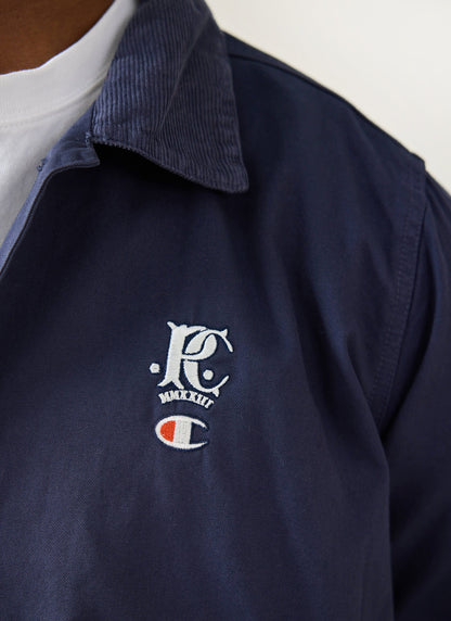 Men's Overshirt Jacket: Cord Collar - Cotton - Navy Blue - Champion x Percival | Percival Signature