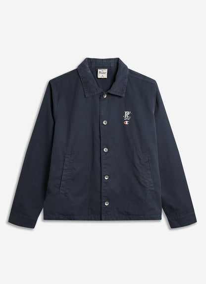 Men's Overshirt Jacket: Cord Collar - Cotton - Navy Blue - Champion x Percival | Percival Signature
