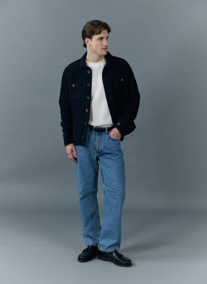 Men's Blanket Overshirt - Casentino Wool - Navy Blue | Percival Recommended