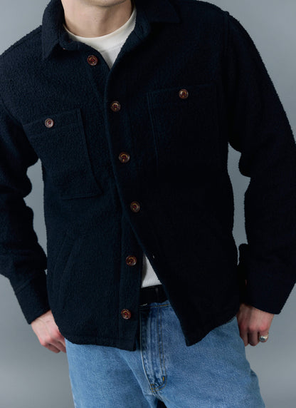 Men's Blanket Overshirt - Casentino Wool - Navy Blue | Percival Recommended