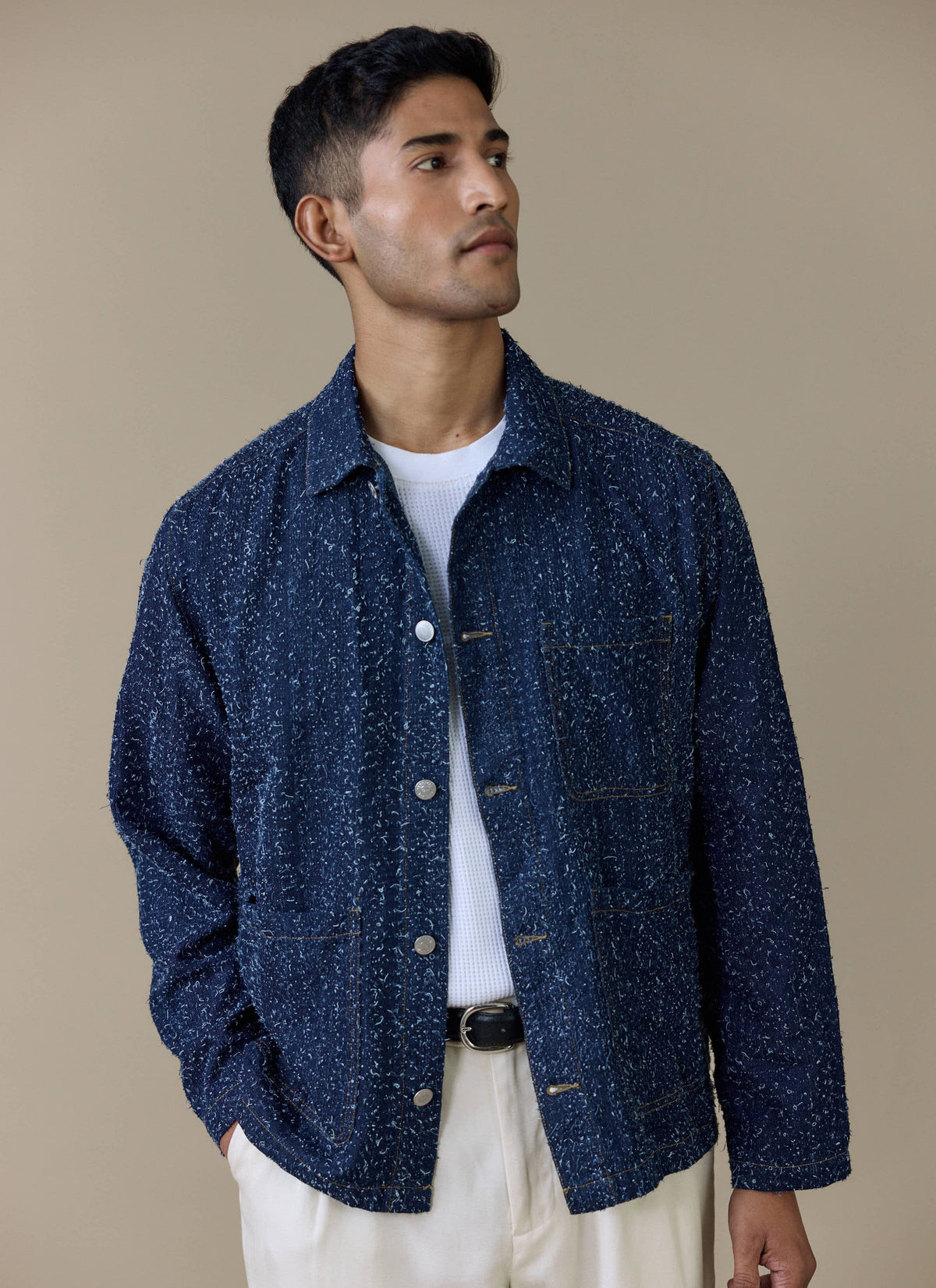 Men's Chore Jacket - Parsons - Cotton - Blue | Percival Classic