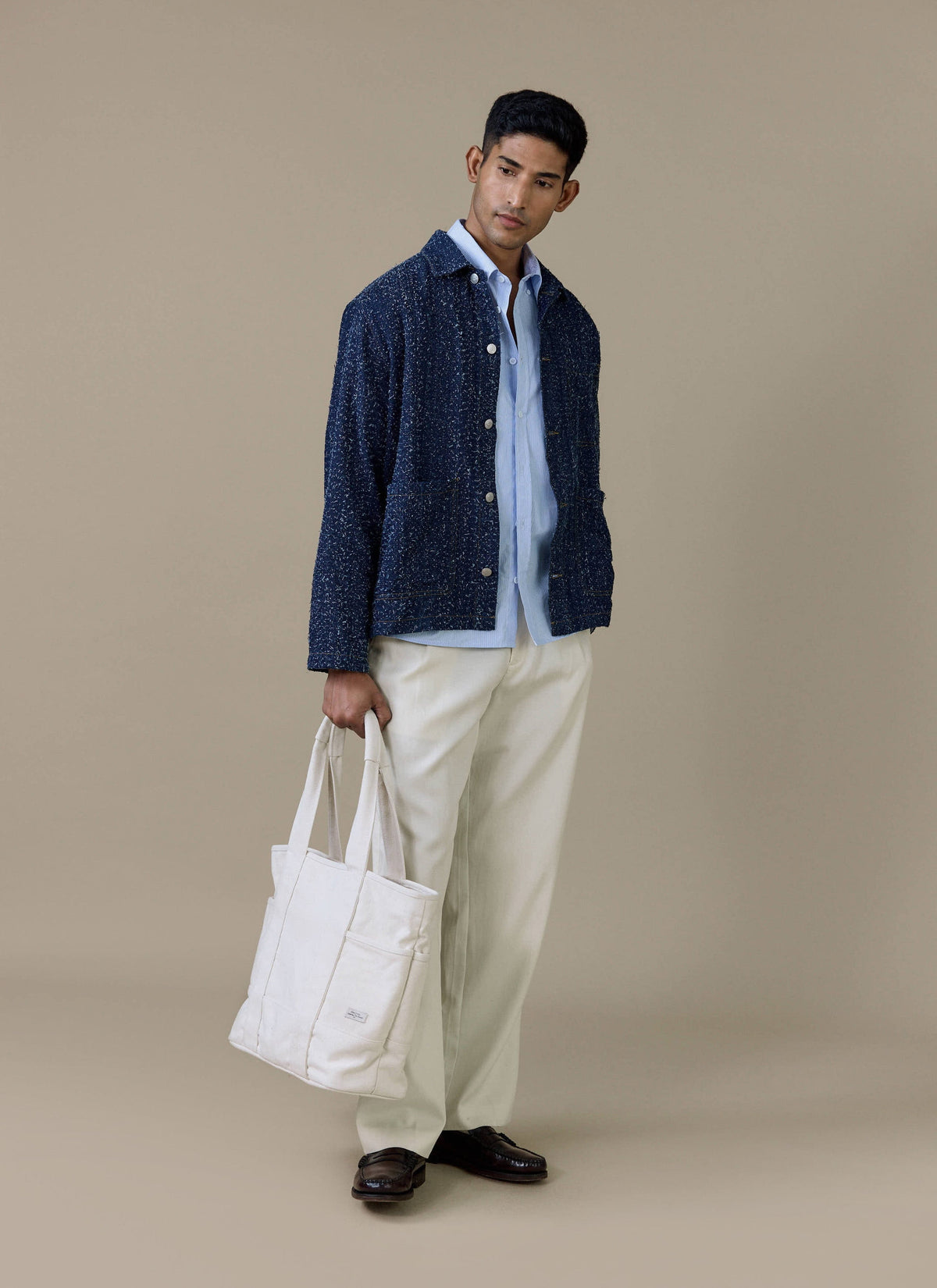 Men's Chore Jacket - Parsons - Cotton - Blue | Percival Classic