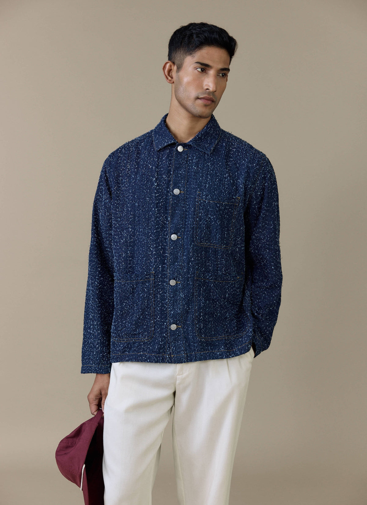 Men's Chore Jacket - Parsons - Cotton - Blue | Percival Classic