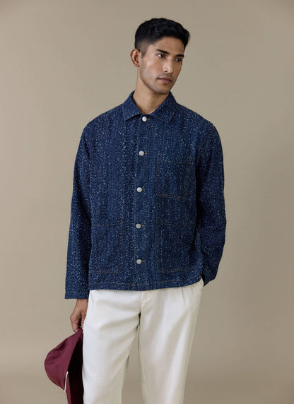 Men's Chore Jacket - Parsons - Cotton - Blue | Percival Classic