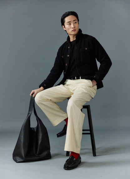 Men's Blanket Overshirt - Casentino Wool - Black | Percival Featured