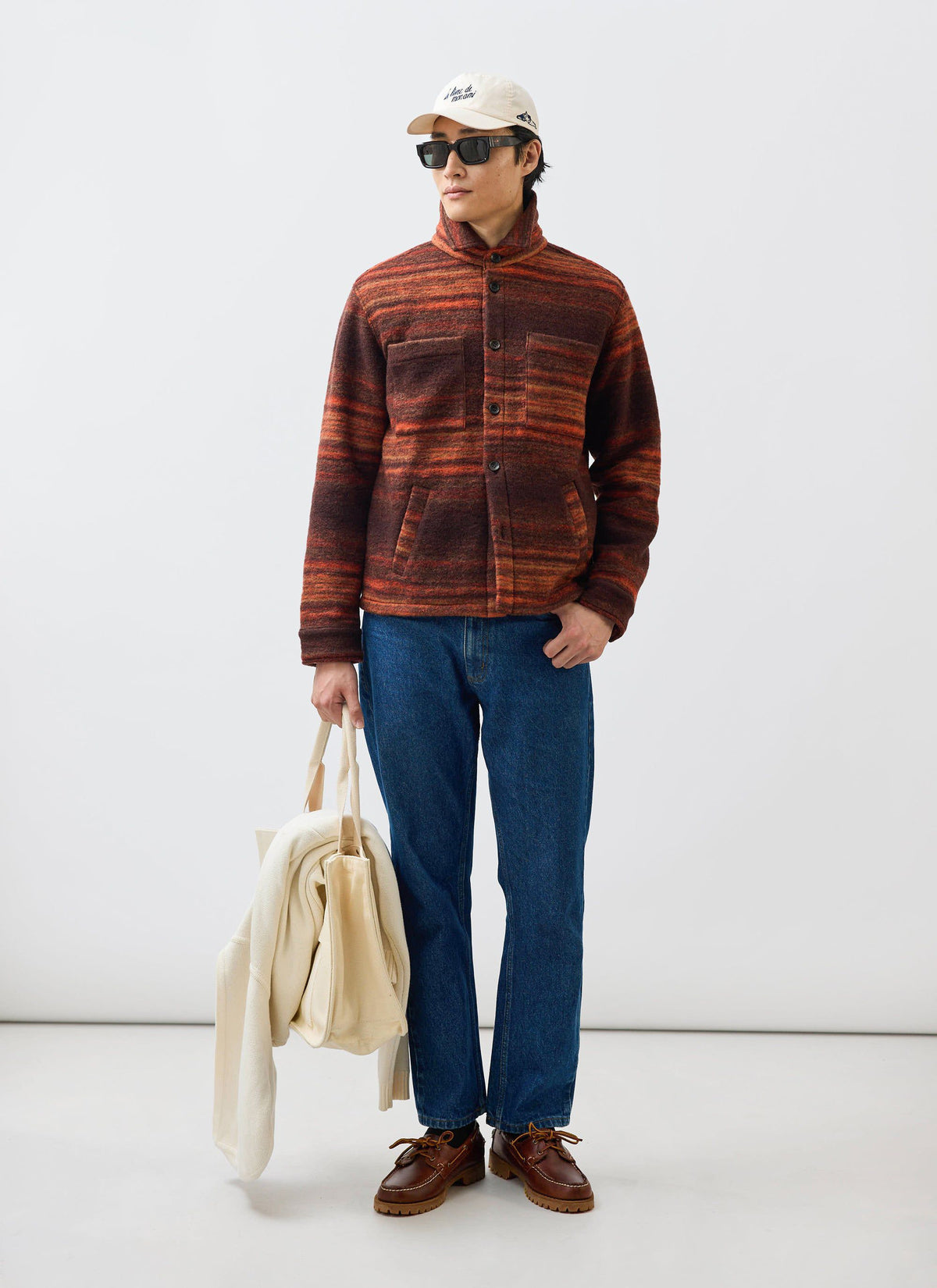 Men's Mississippi Jacquard Overshirt - Boiled Wool - Burnt Orange | Percival New