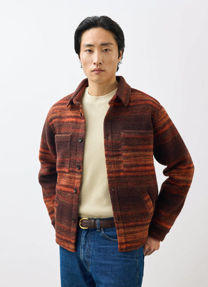 Men's Mississippi Jacquard Overshirt - Boiled Wool - Burnt Orange | Percival New