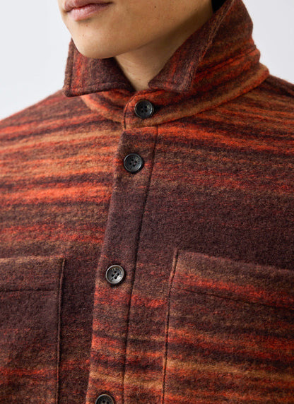 Men's Mississippi Jacquard Overshirt - Boiled Wool - Burnt Orange | Percival New