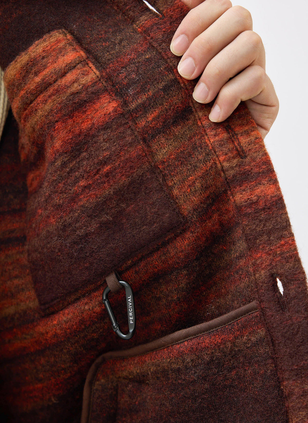 Men's Mississippi Jacquard Overshirt - Boiled Wool - Burnt Orange | Percival New